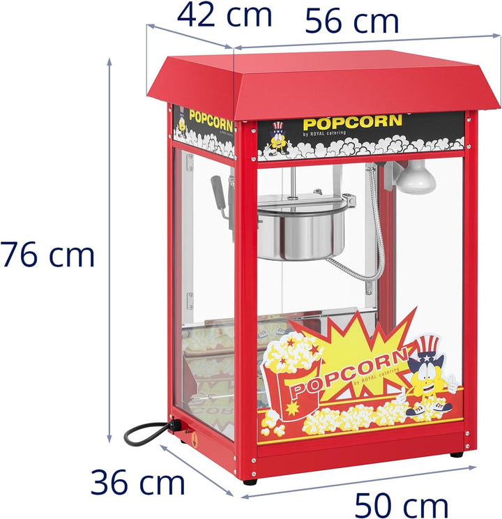 Royal Catering RCPS-16E.3-2F Popcornmaschine Retro-Design 150 °C / 180 °C 2 Temperaturen für süsses