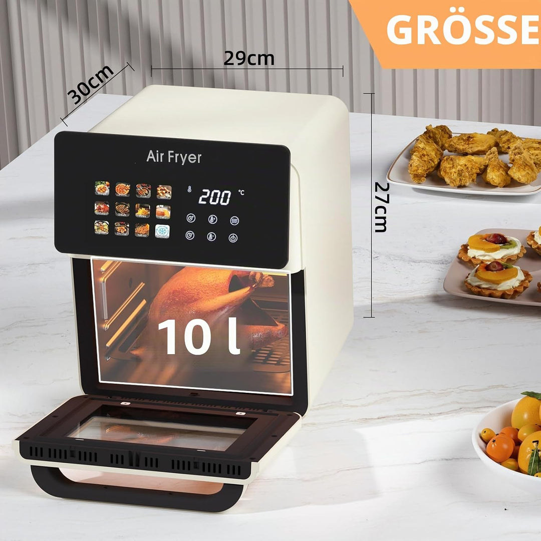 10L Grosser XL Pro Heissluftfritteusen-Ofen mit Grill-Kombination für,12-in-1 Smart-Konvektionsöfen,