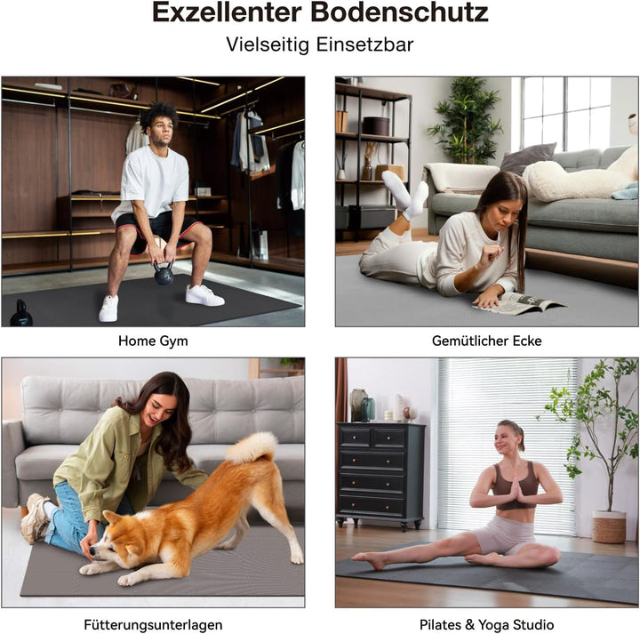 AIRHOP Bodenschutzmatte Fitness Matte Extra Dicke Bodenmatten, rutschfeste Schutzmatten Fitnessraum,