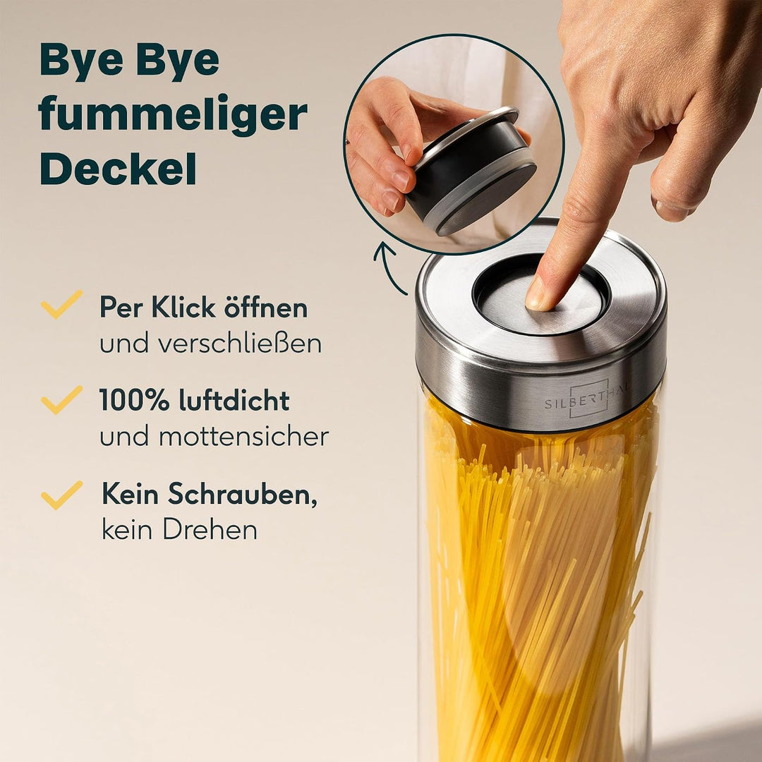 SILBERTHAL Vorratsdosen Glas mit Deckel Set 1700 ml - Vorratsgläser für luftdichte &amp; auslaufsichere