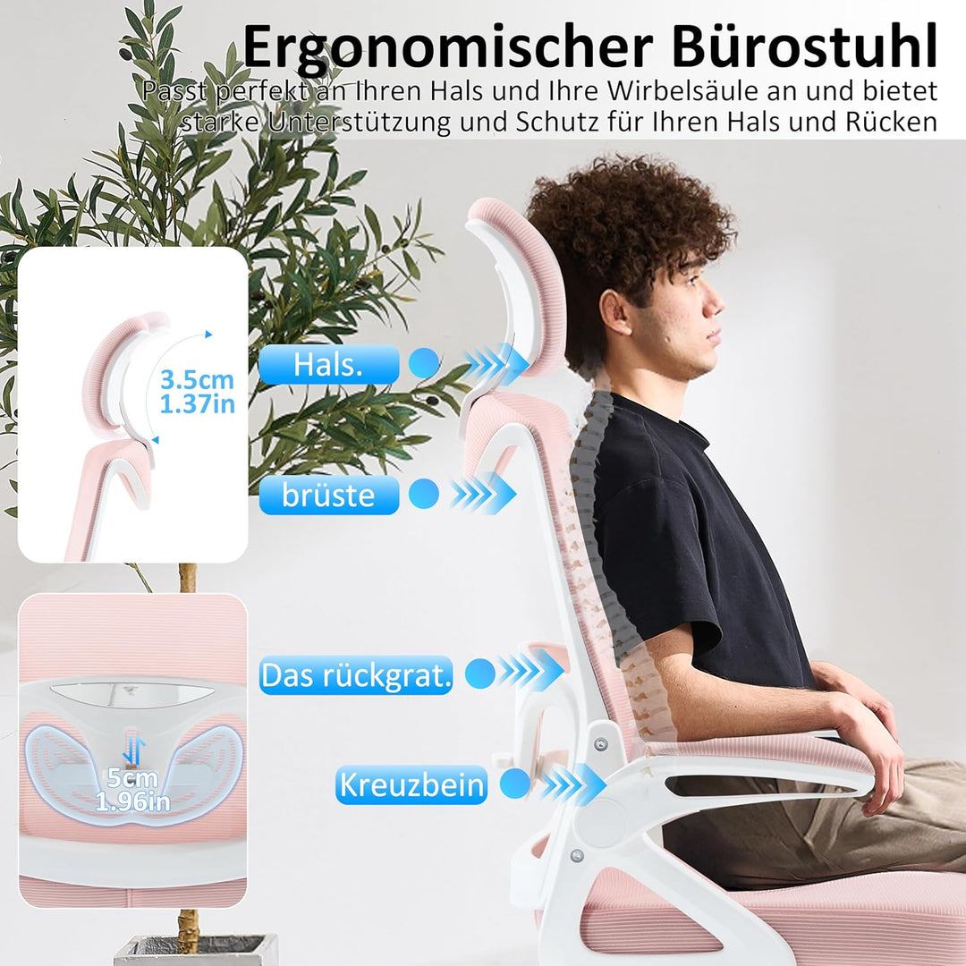 Fizzin Rosa Netz Ergonomischer Bürostuhl Schreibtischstuhl, Rosa