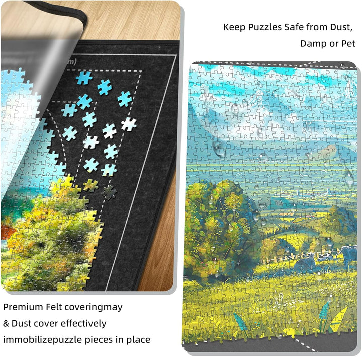 LOTMOFUN Puzzle Board, Tragbare Puzzlematte mit Transparenter Wasserdichter & Staubdichter Abdeckung