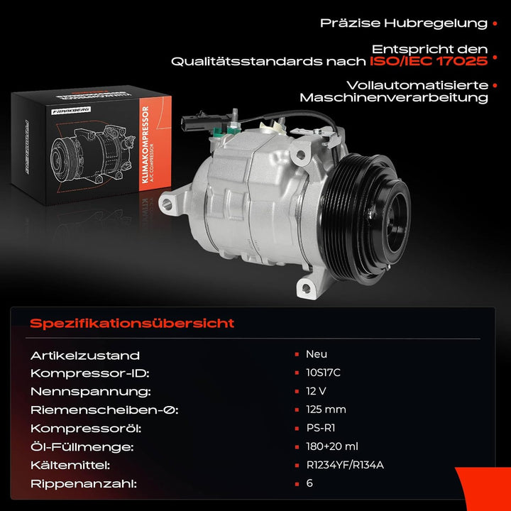 Frankberg 1x Klimakompressor Klimaanlage Kompatibel mit Grand Cherokee IV WK WK2 5.7L 6.2L 2010-2022
