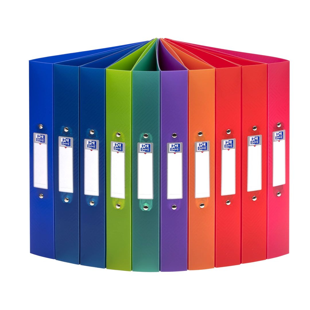 Oxford Ringbuch A4, Rückenbreite 4 cm, 2 Ringe, Kunststoff, 8 Farben, 10 Stück 4cm, 4cm