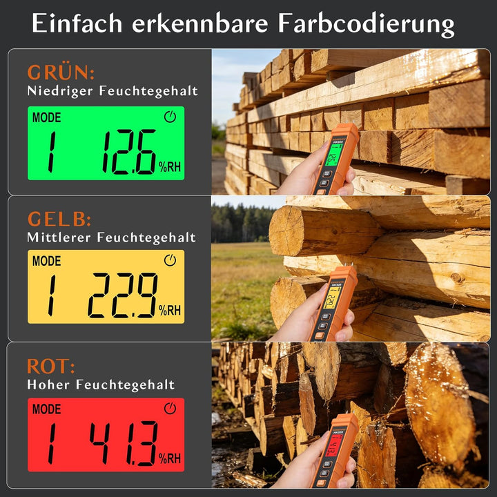 Feuchtigkeitsmessgerät, Feuchtigkeitsmesser für Holz Baustoffe Wand, Tragbares Pins-Holzfeuchtemessg