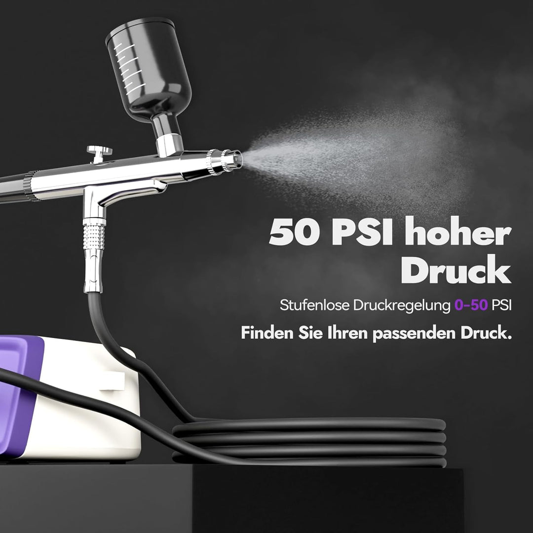 50 PSI Airbrush Set mit tragbarem Kompressor, Dual Action Multi Funktion Airbrush Set mit 0,2/0,4/0,