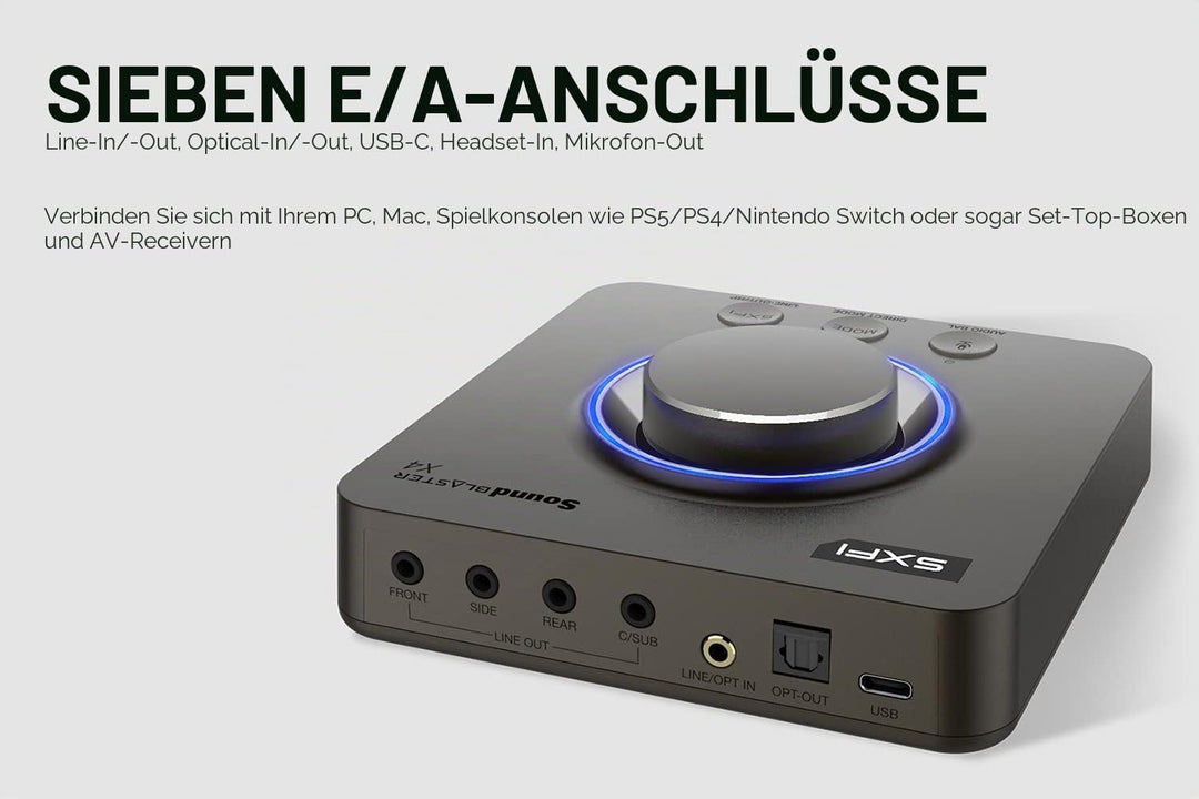 Creative Sound Blaster X4 Hi-Res 24 Bit/192 kHz externer USB-DAC und Amp-Soundkarte, Mehrkanal, 7.1