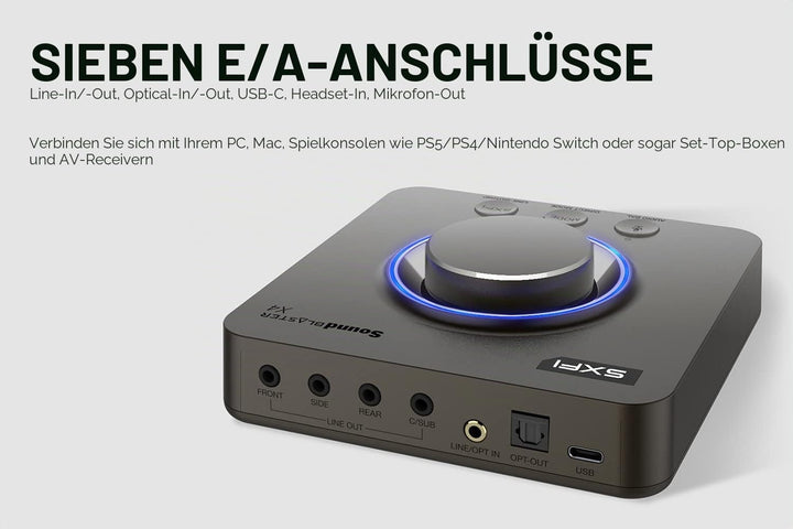 Creative Sound Blaster X4 Hi-Res 24 Bit/192 kHz externer USB-DAC und Amp-Soundkarte, Mehrkanal, 7.1