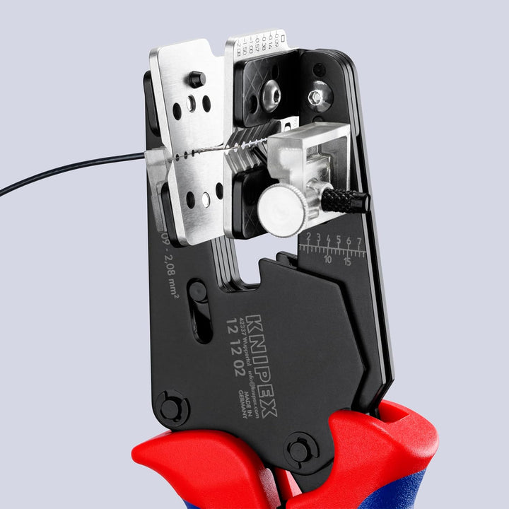 Knipex Präzisions-Abisolierzange mit Formmessern brüniert, mit Mehrkomponenten-Hüllen 195 mm 12 12 0
