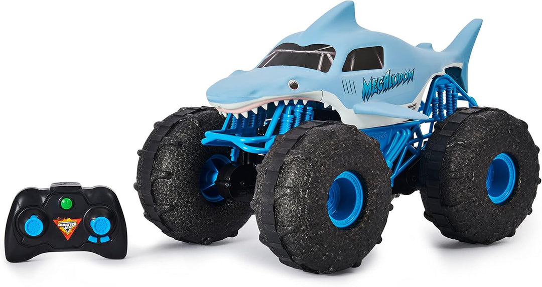 Monster Jam Megalodon Storm, RC Truck, Amphibienfahrzeug in Hai-Optik für Land und Wasser, Massstab