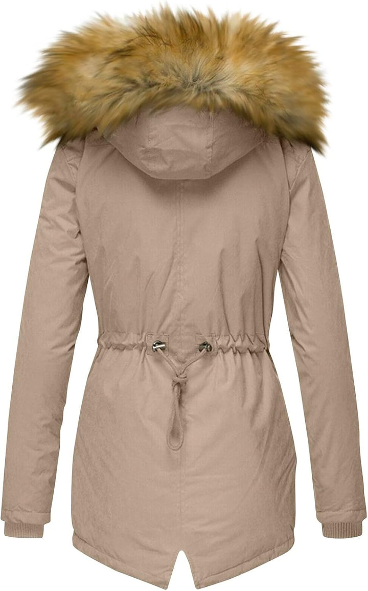 Ansenesna Winterjacke Damen Warm Gefüttert Fellkapuze Parka Winter Fell Wintermantel Elegant Mit Kap