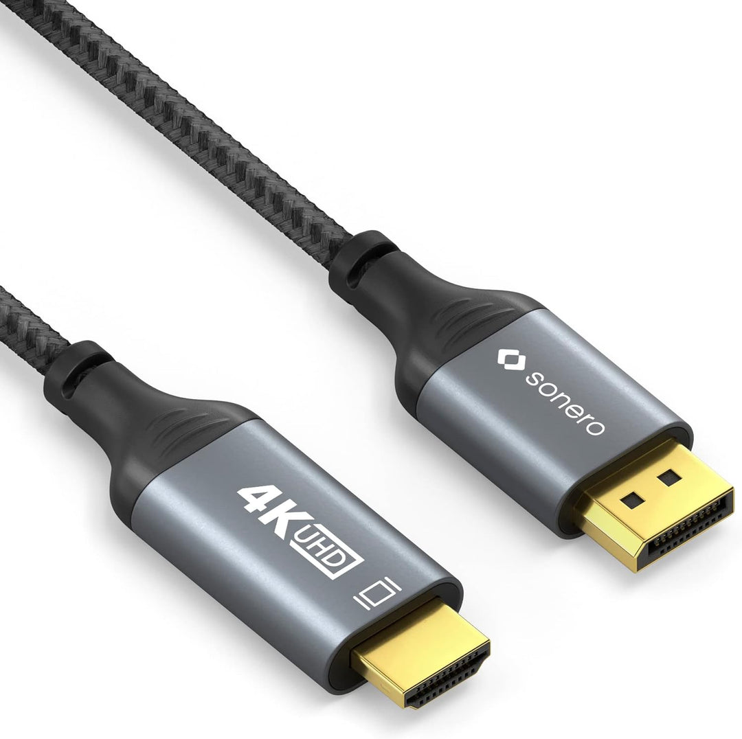 Sonero® 4K DisplayPort 1.2 auf HDMI 2.0 Kabel, DisplayPort Stecker auf HDMI Stecker, 4K 60Hz, 2K 120