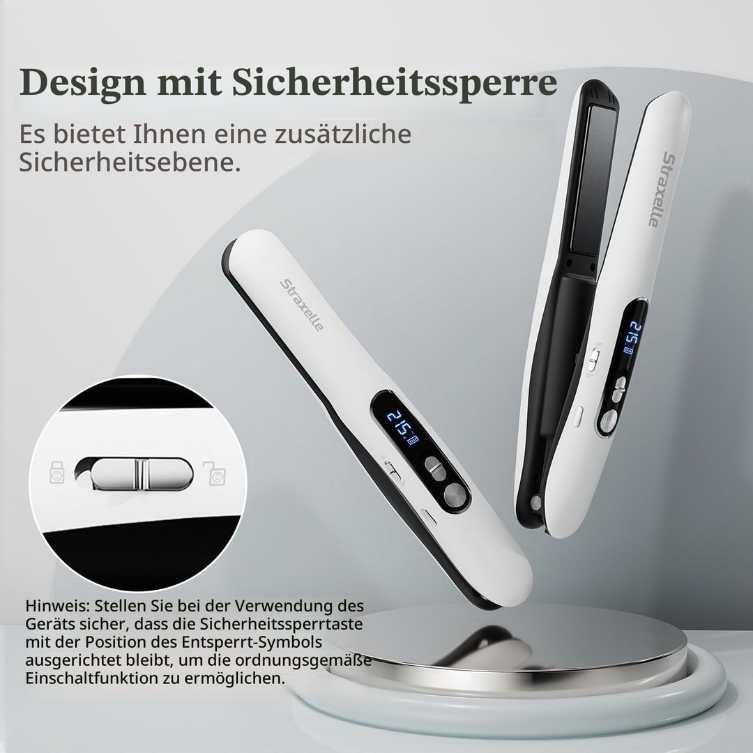 Mini Glätteisen Kabellos mit 5000mAh, 2 in 1 Glätteisen Locken und Glätten, 175°C-215°C 3 Einstellba