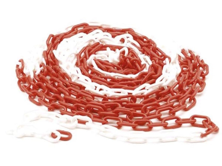 Perel Absperrkette rot weiss 10 m, Kunststoff, Sicherheitskette für innen und aussen, Markierungsket