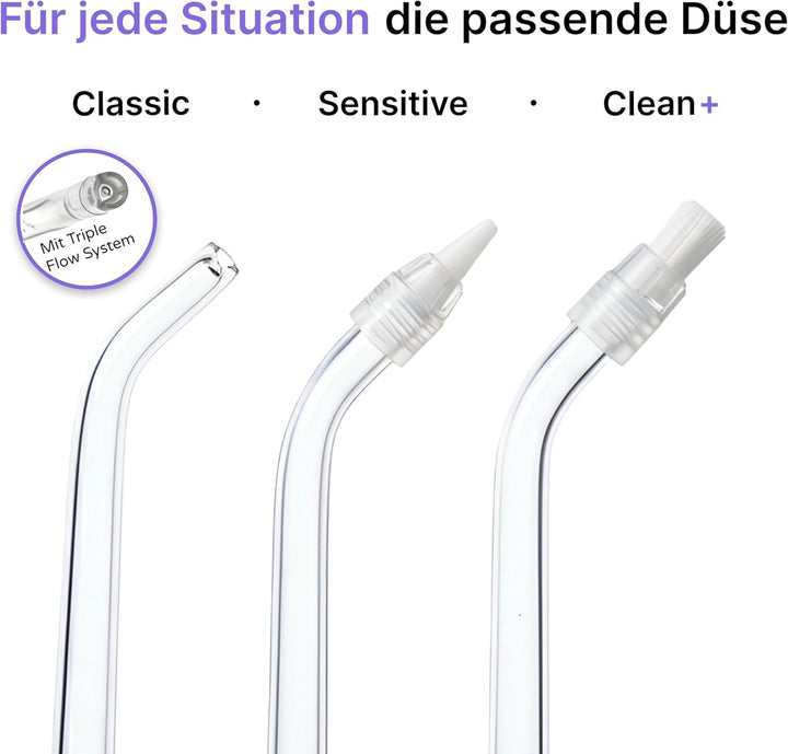 SonicSmile® Sonic Mini Munddusche – Kabellos & kompakt, Teleskop-Design, 4 Aufsätze, Zahnzwischenrau
