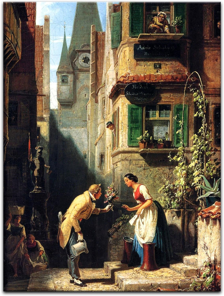 Bilderdepot24 Bild auf Leinwand | Carl Spitzweg Der ewige Hochzeiter in 60x80 cm als Wandbild | Wand