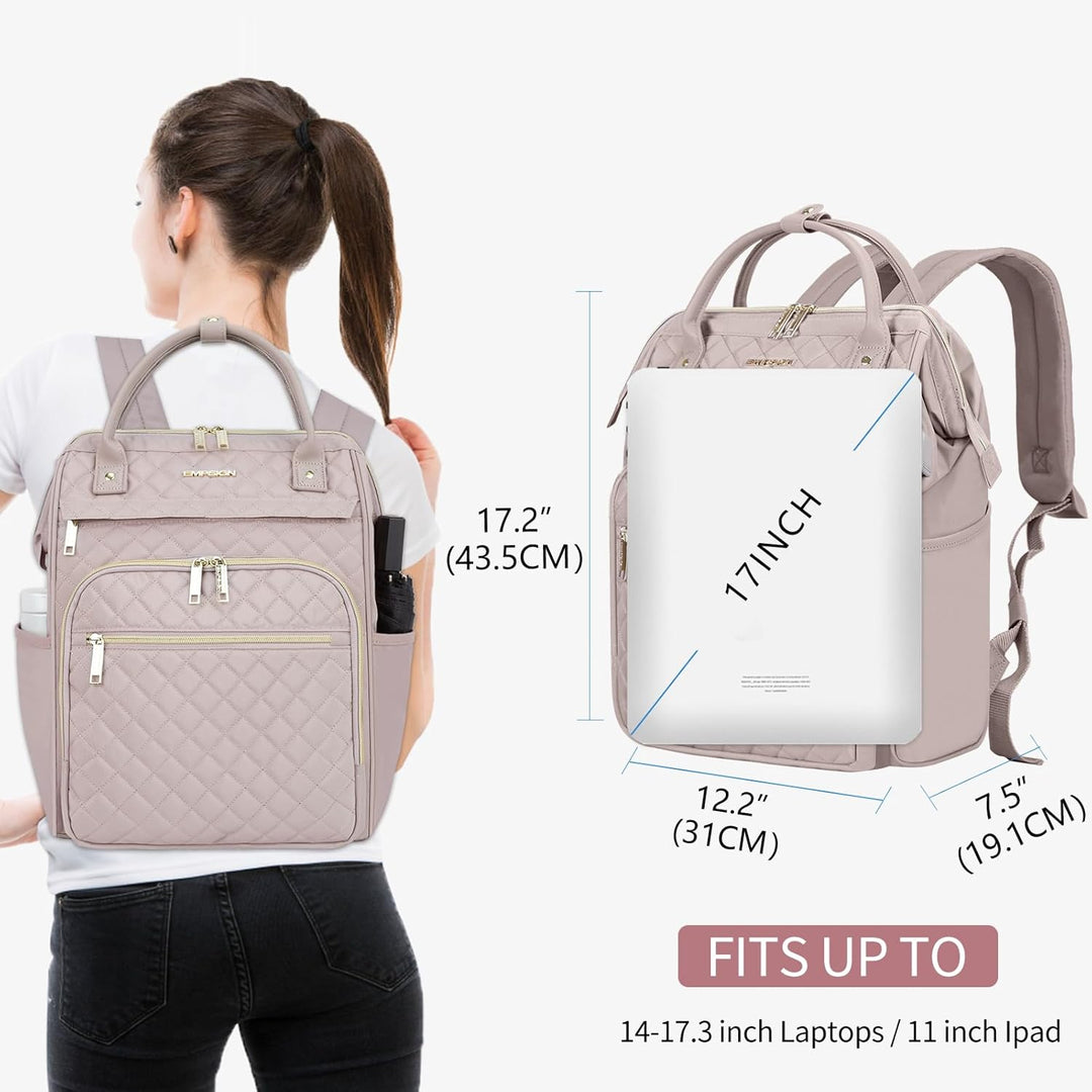 EMPSIGN Laptop Rucksack Damen mit Laptopfach 17 Zoll, Laptop Rucksack Schulrucksack Mit USB Ladeansc