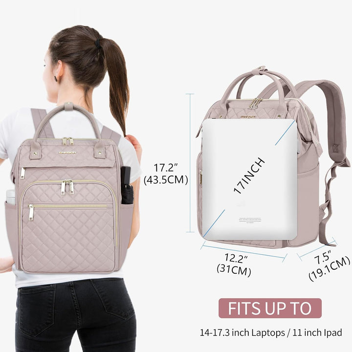 EMPSIGN Laptop Rucksack Damen mit Laptopfach 17 Zoll, Laptop Rucksack Schulrucksack Mit USB Ladeansc