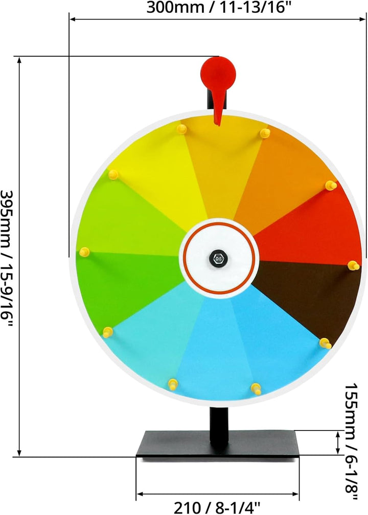 QWORK® 30cm Farbe Glücksrad mit Metallständer, Tischplatte Rouletterad 10 Slots zum Reinigen Abwisch