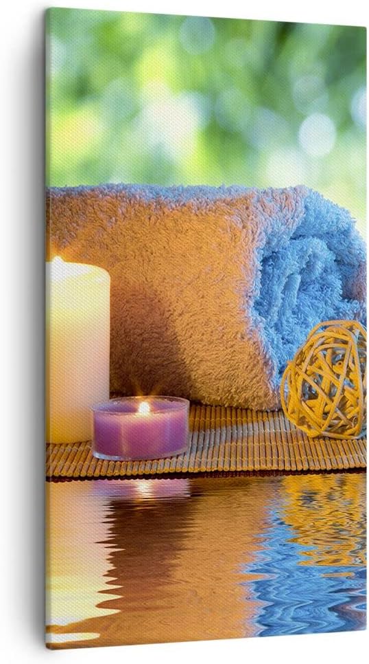 Bilder auf Leinwand Natur Entspannung Spa Kerzen Leinwandbild mit Rahmen 45x80cm Wandbilder Dekorati