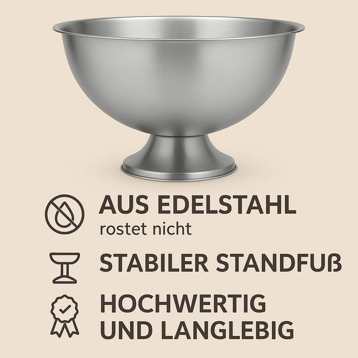 Sektkühler Edelstahl 40 cm Silber – Champagnerschale Getränkewanne Flaschenkühler Weinkühler – Kühle