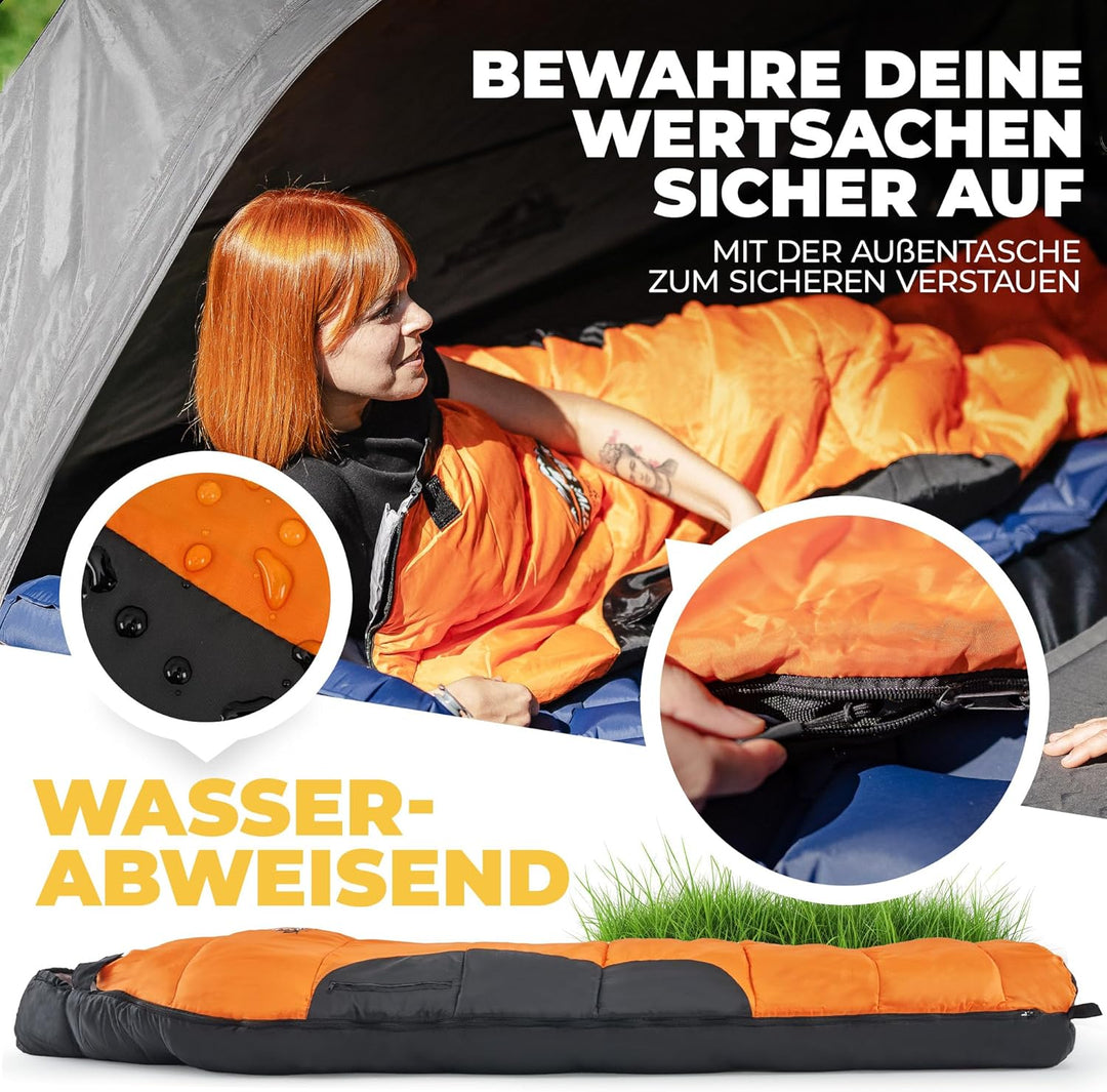 Schlafsack Winter - 3 Jahreszeiten & Sommer, Wasserabweisend & Atmungsaktiv, Nie mehr kalte Füsse Da