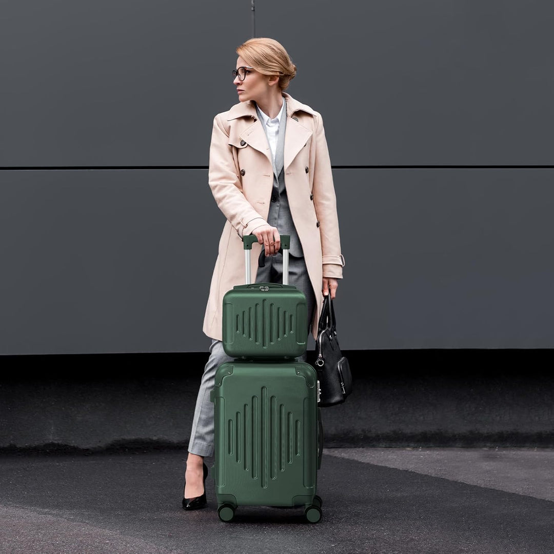 LEADZM Kofferset 2 teilig, Reisekoffer Set mit Kosmetikkoffer und Eckenschutz, Koffer Set Hartschale