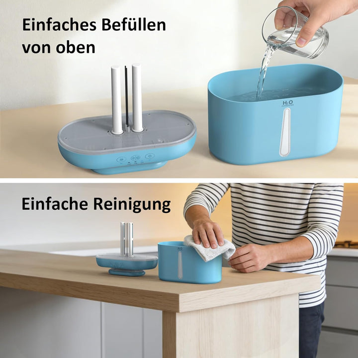 Luftbefeuchter fürs Schlafzimmer, 2000ml Kaltnebel-Luftbefeuchter für Zuhause, Ultraleise (28 db), L