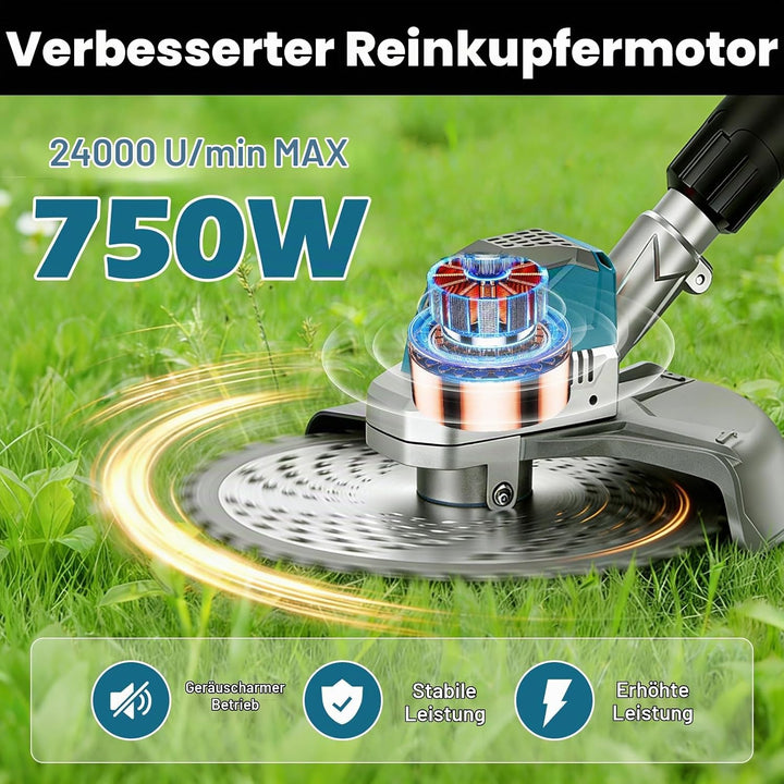 Rasentrimmer mit Akku Freischneider und Unkrautbürste,Motorsense Akku- Inkl. 2X3.0Ah Akku &amp; Ladegerä