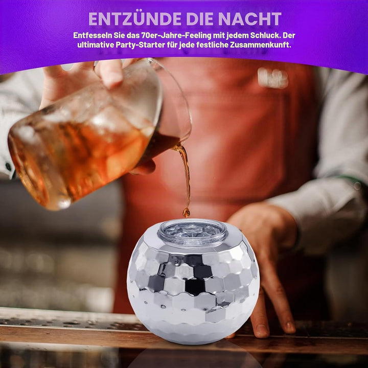 Nicunom 6 Stück 540 ml Discokugelbecher mit Deckel und Trinkhalmen Wiederverwendbar, silberfarben, D