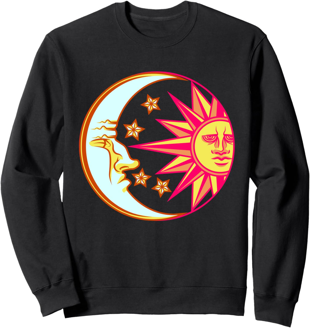 Sonne Mond Sterne Wiccan Tierkreis Astrologie Hexe Symbol Sweatshirt