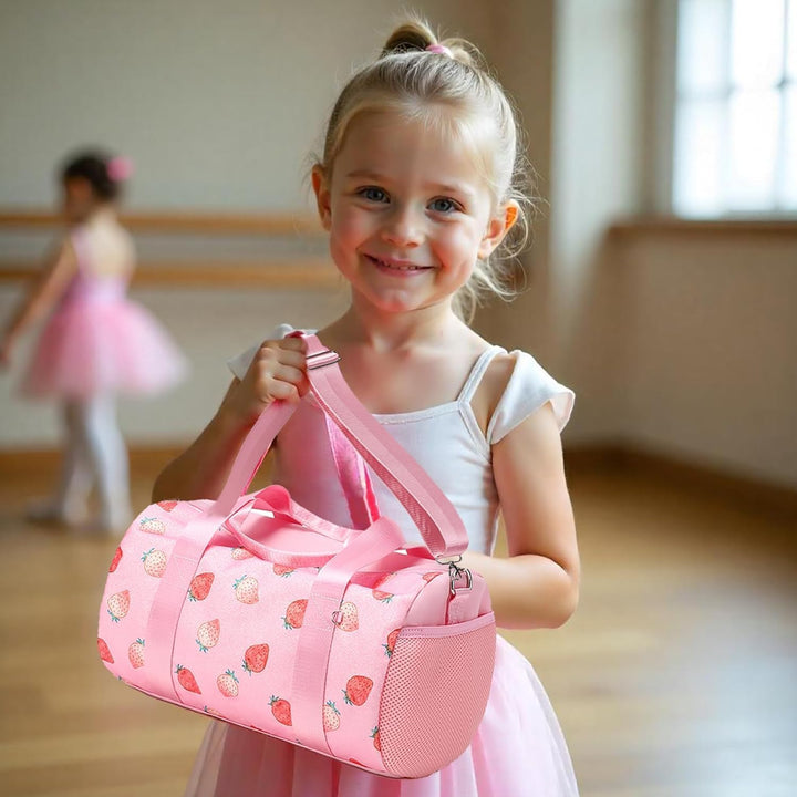 Sporttasche Kinder Mädchen Tanztasche Ballett Tasche Erdbeere Glitzer Schwimmtasche Mädchen mit Nass