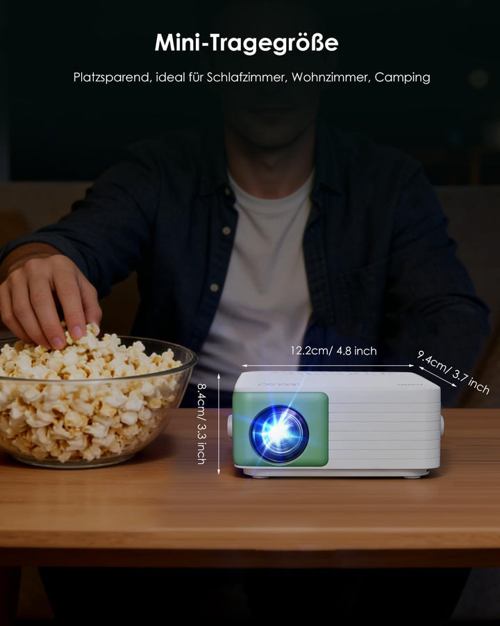 Mini Beamer Tragbarer, Y3Mini Projektor mit Integriertem Lautsprecher und Drehständer, Kompatibel mi