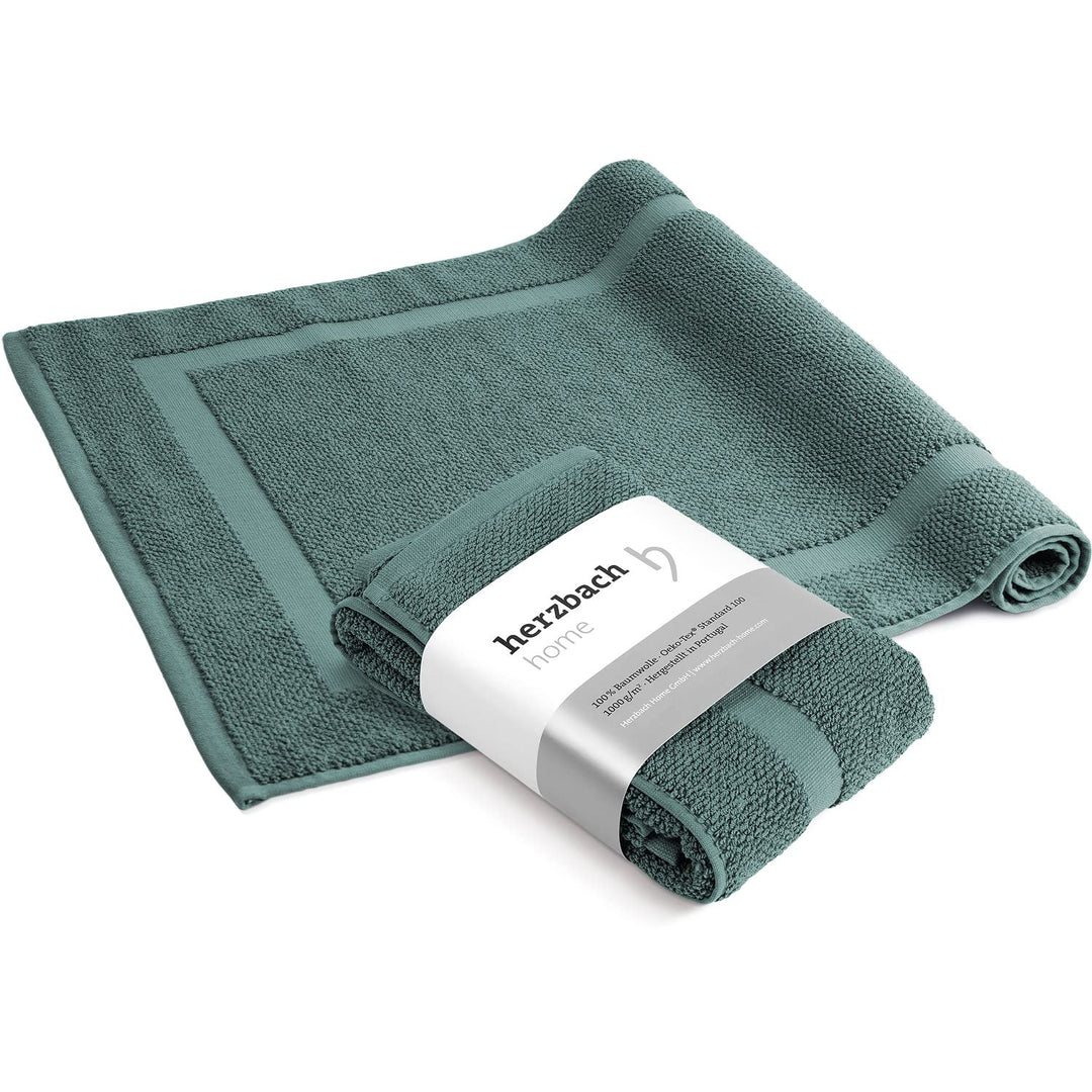 herzbach home Badvorleger Set 100% Baumwolle | Duschvorleger | 1.000 g/m² | Saugfähig | Waschbar (Oz