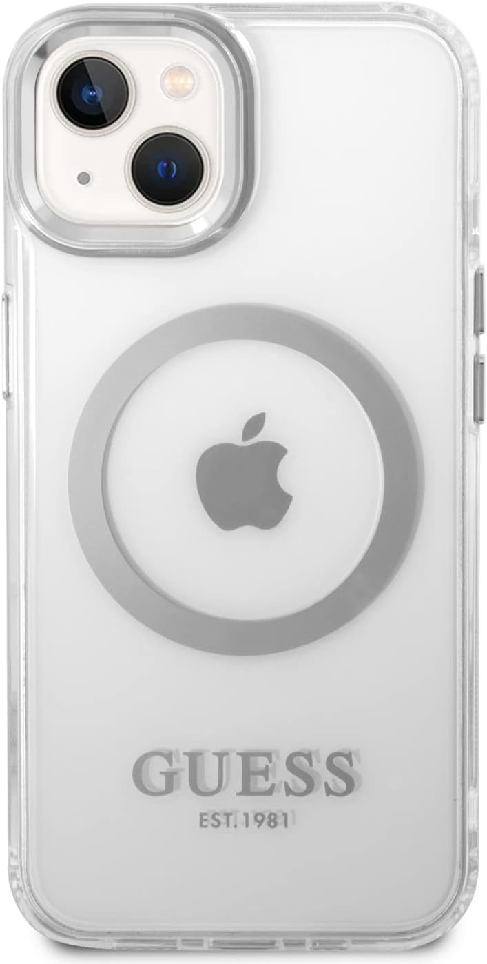 Guess GUHMP14SHTRMS Hülle für iPhone 14 6,1" Silber Hard case Metal Outline