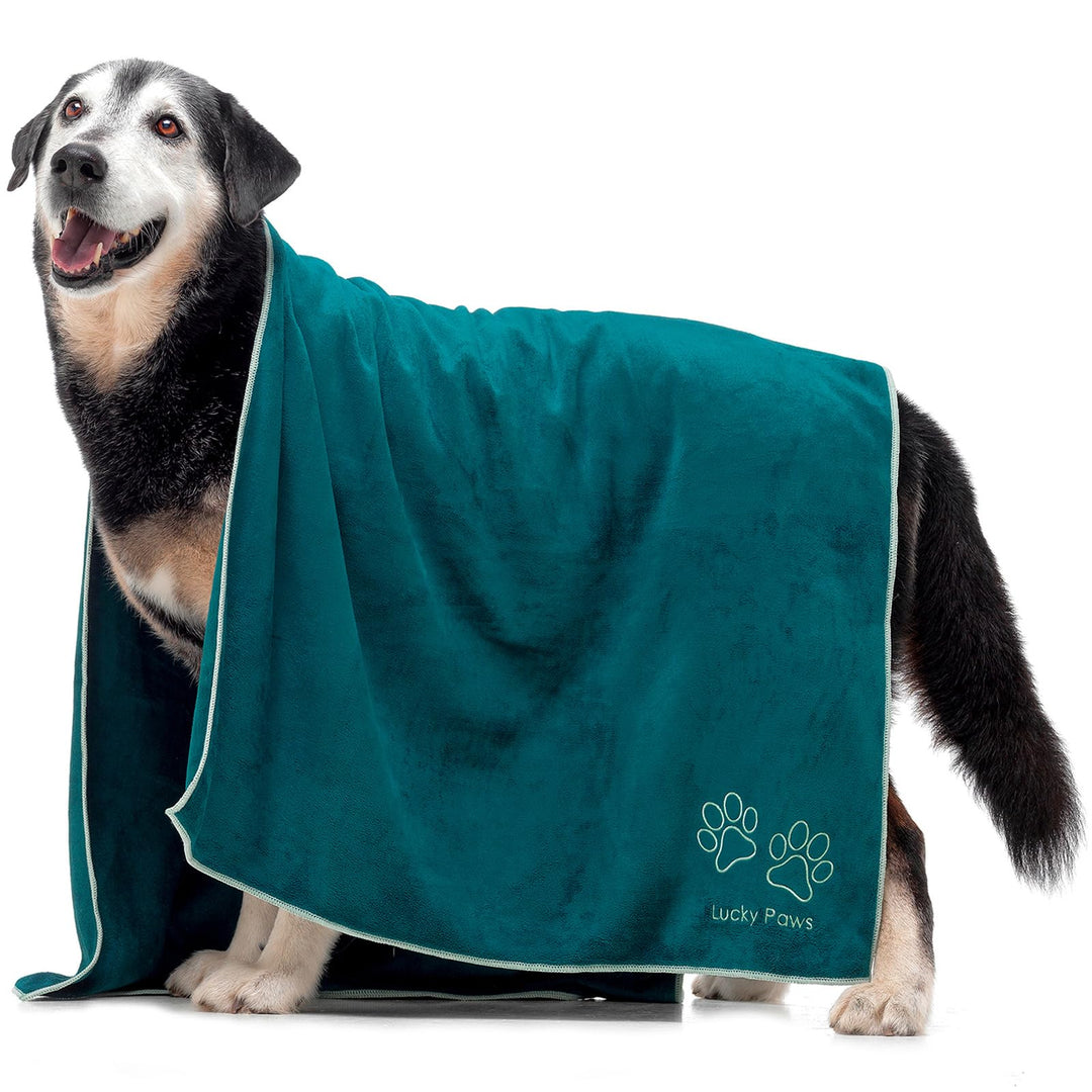 Lucky Paws® Hundehandtuch - 140x70cm XL Hundehandtuch extra saugfähig - schnell trocknend, luxuriös
