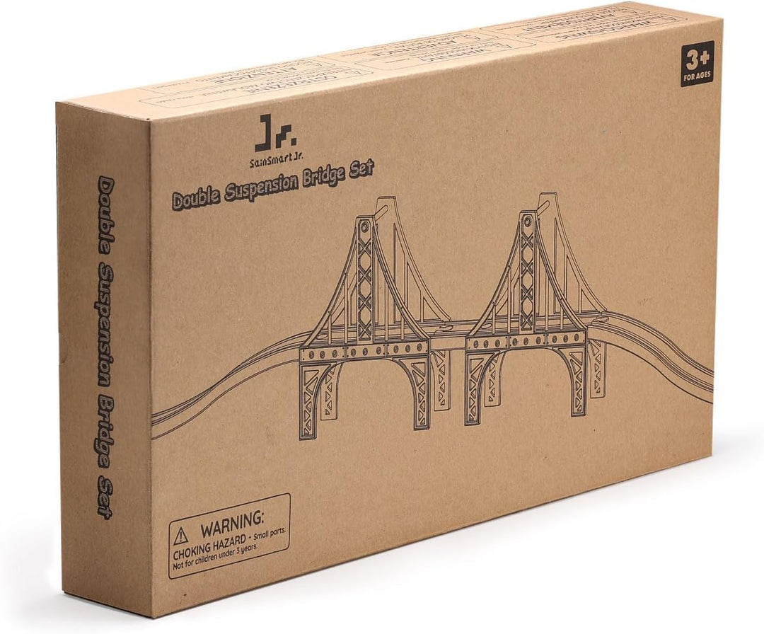 SainSmart Jr. Hängebrücke Eisenbahnzubehör – Doppelte Holz Eisenbahn Brücke im Golden Gate Stil, kom