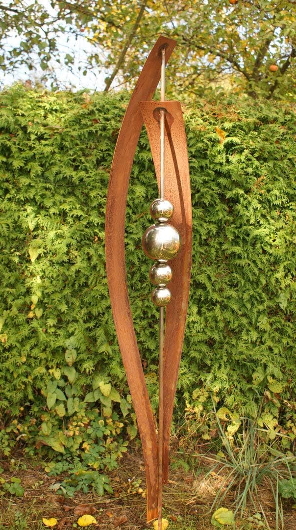 Gartendeko Rost Stecker mit 4 Edelstahlkugeln *