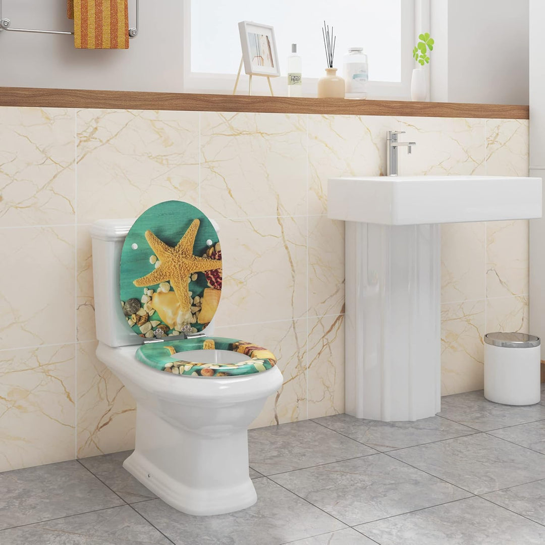 WOLTU Premium WC-Sitz Toilettensitz mit Absenkautomatik, MDF Holzkern, Softclose Scharnier, Antibakt