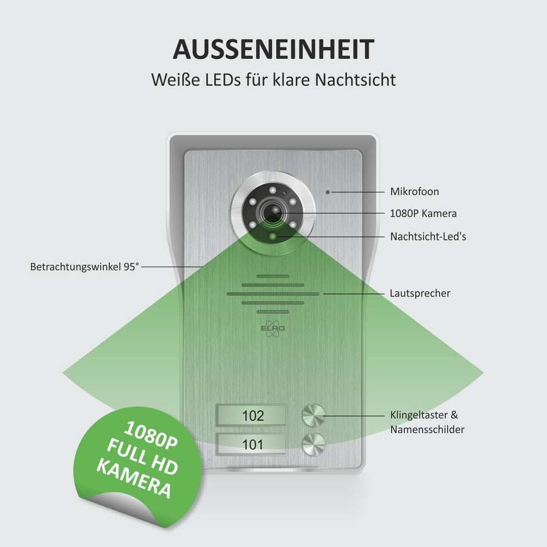 ELRO DV4000IP-2 DV4000IP Video Türsprechanlage, Grau, 2 Appartment Mit App 2 Appartment, Mit App 2 A