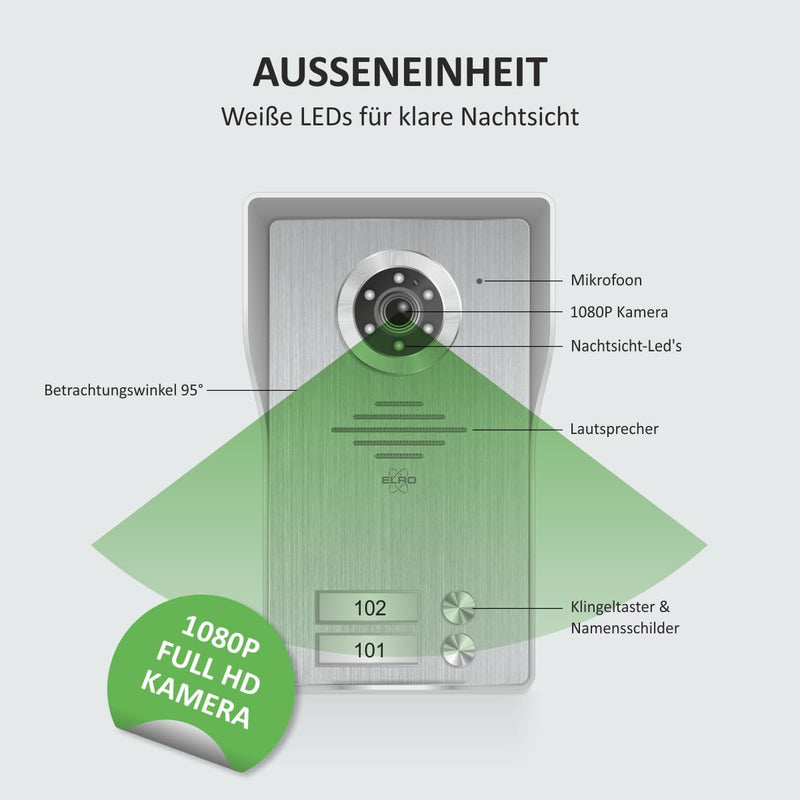 ELRO DV4000IP-2 DV4000IP Video Türsprechanlage, Grau, 2 Appartment Mit App 2 Appartment, Mit App 2 A