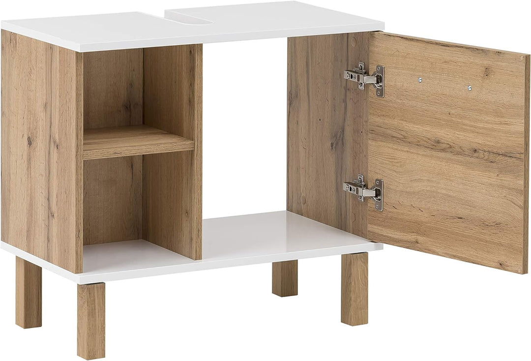 Schildmeyer Waschbeckenunterschrank 147630 Wido, Eiche Landhaus Dekor/weiss, 60 x 65,2 x 35 cm