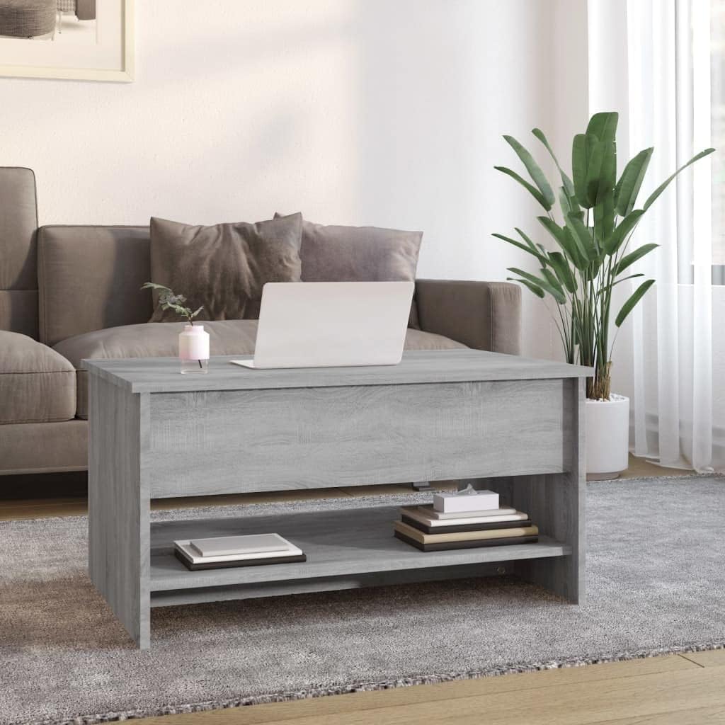 WIFESE 80x50x40 cm Couchtisch Höhenverstellbar Beistelltisch Wohnzimmertisch Verstellbare Tischplatt