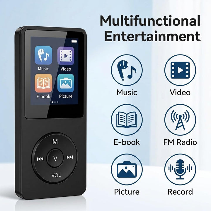 MP3-Player Bluetooth 5.3 mit 64 GB Speicher, tragbarer HiFi-Musikplayer mit integriertem Lautspreche