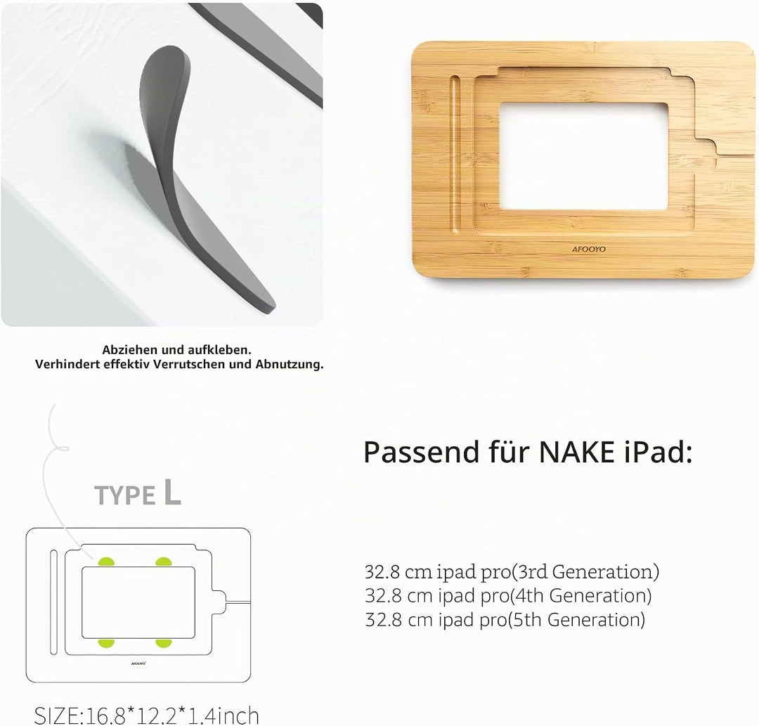 AFOOYO Tablet-Ständer, verstellbar, faltbar, tragbar, für Schreibtisch, Bambus, Holz, kompatibel mit