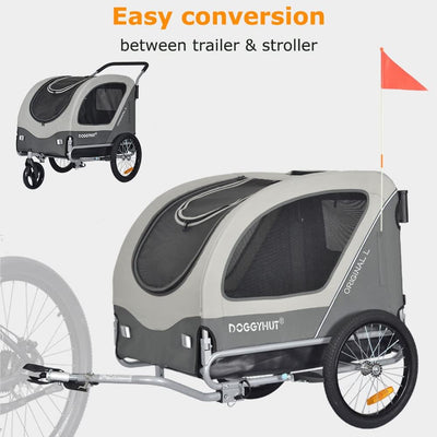 Doggyhut Original Large Fahrradanhänger & Hundebuggy 2 in 1 für Hunden bis 35kg Hundeanhänger Jogger