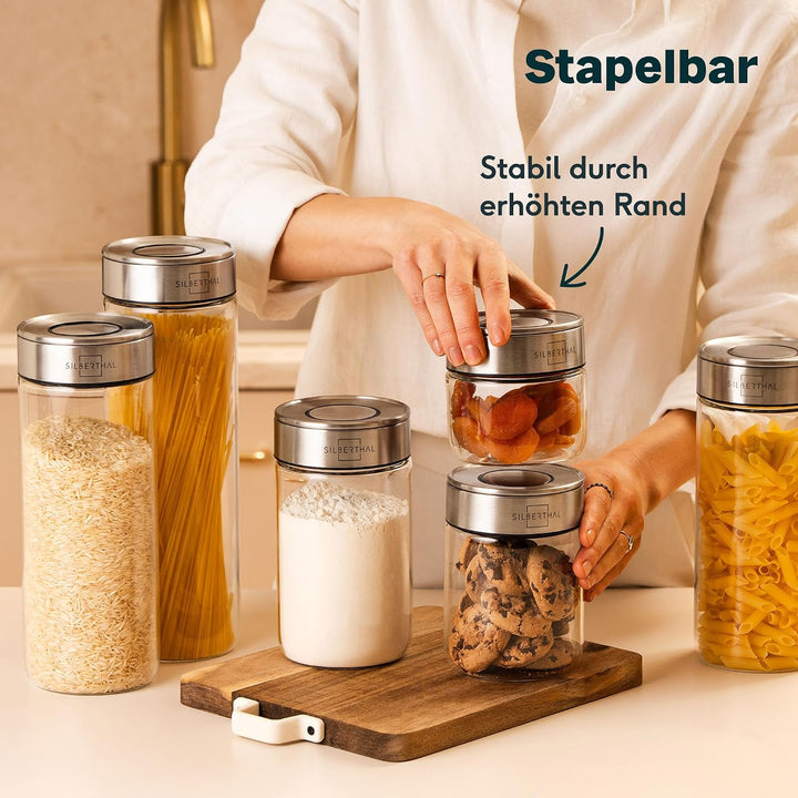 SILBERTHAL Vorratsdosen Glas mit Deckel 400 ml - Vorratsgläser für luftdichte &amp; auslaufsichere Aufbe