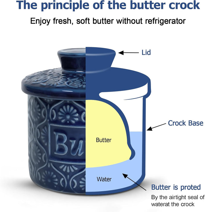Keramik Butterdose, französische Butterdose, keramische butterglocke mit Deckel, butterdose wasserge