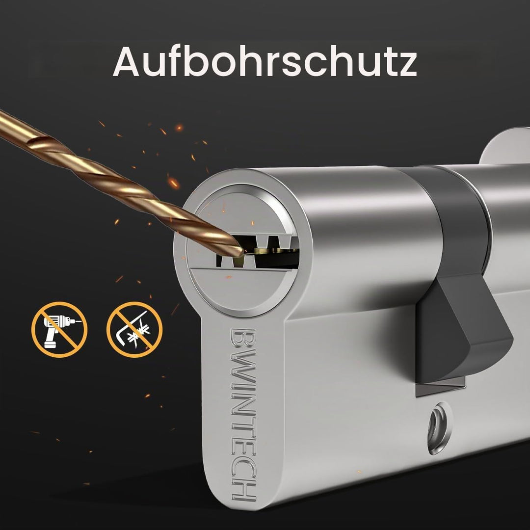 2 Stück 35T/35mm Euro Messingzylinder, 70mm Knauf/Schlüsselzylinderschloss mit 10 horizontalen Messi