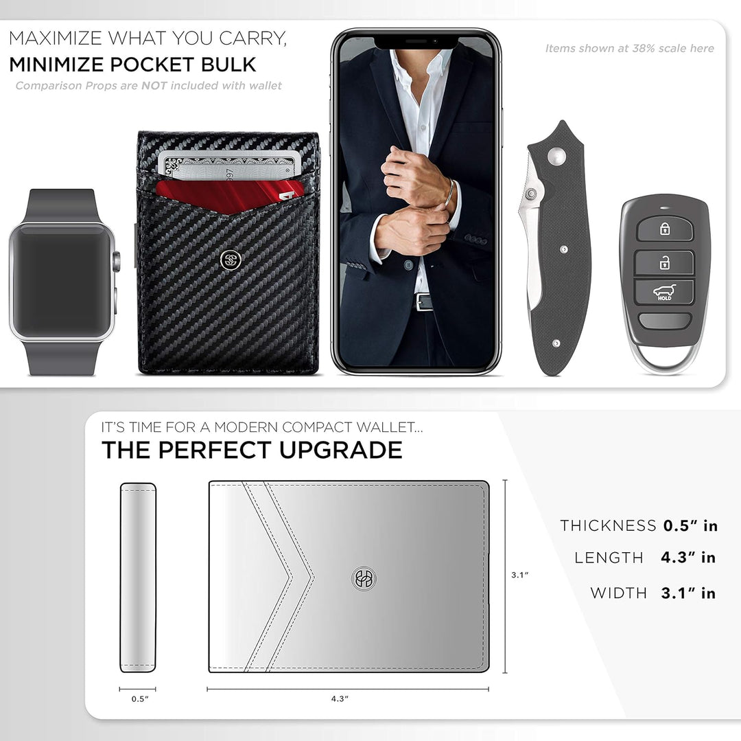 Suavell Leder Slim Wallets für Herren Geldbörse Kartenhalter mit Geldklammer Niedriges Profil RFID B